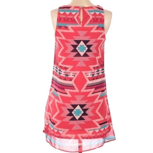 Tribal print red trapeze shift dress size XS - Picture 3 of 7